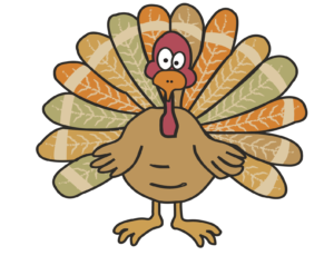 A cartoon image of a turkey